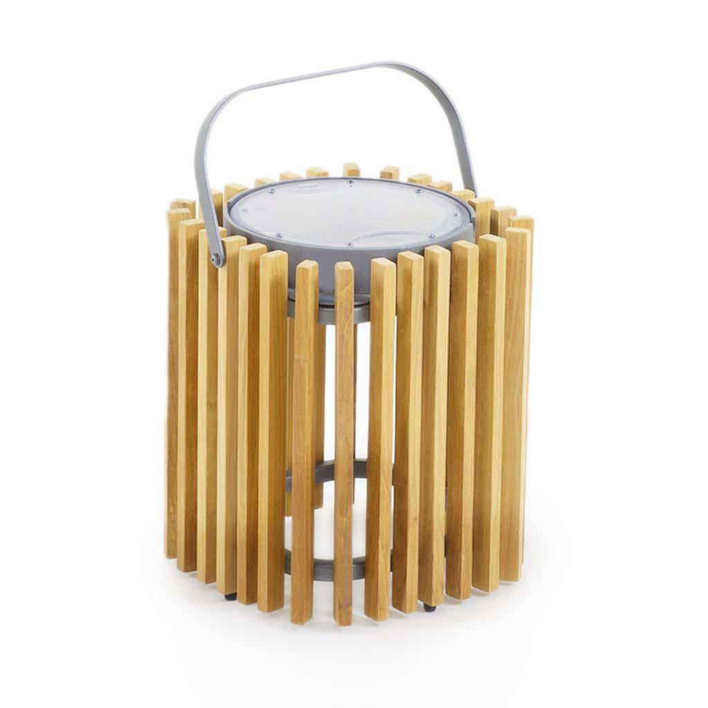 BODENLAMPE QUADRATISCH TEAKHOLZ UND ALUMINIUM